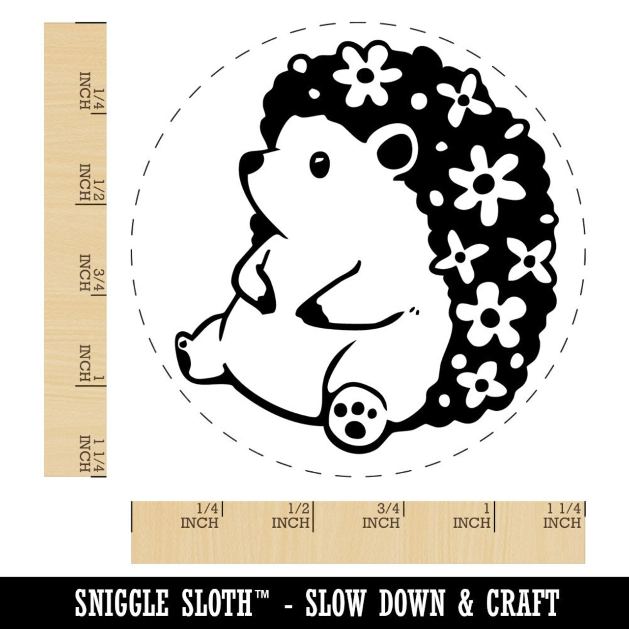 Easter Hedgehog with Flowers in Hair Rubber Stamp for Stamping Crafting Planners